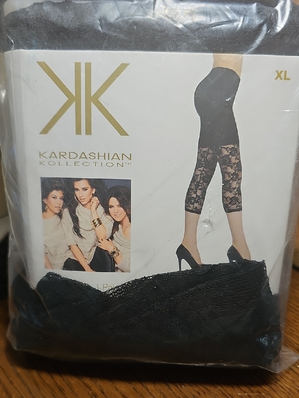 Kardashian Kollection Black Lace Capri Trousers